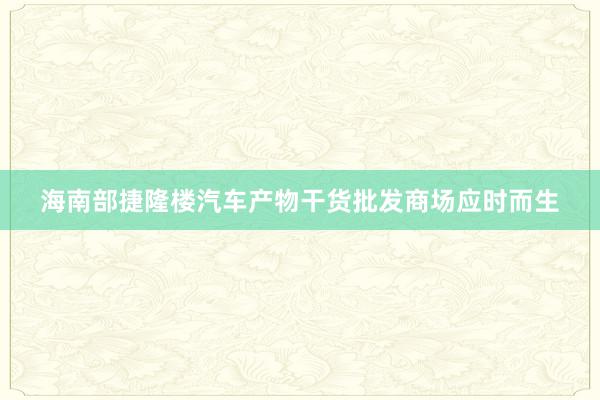 海南部捷隆楼汽车产物干货批发商场应时而生