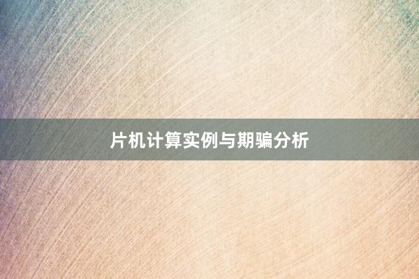 片机计算实例与期骗分析